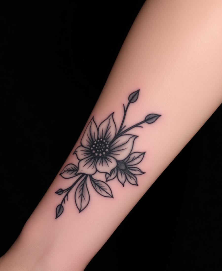 Wildflower tattoo by Bianca — Fine line · forearm