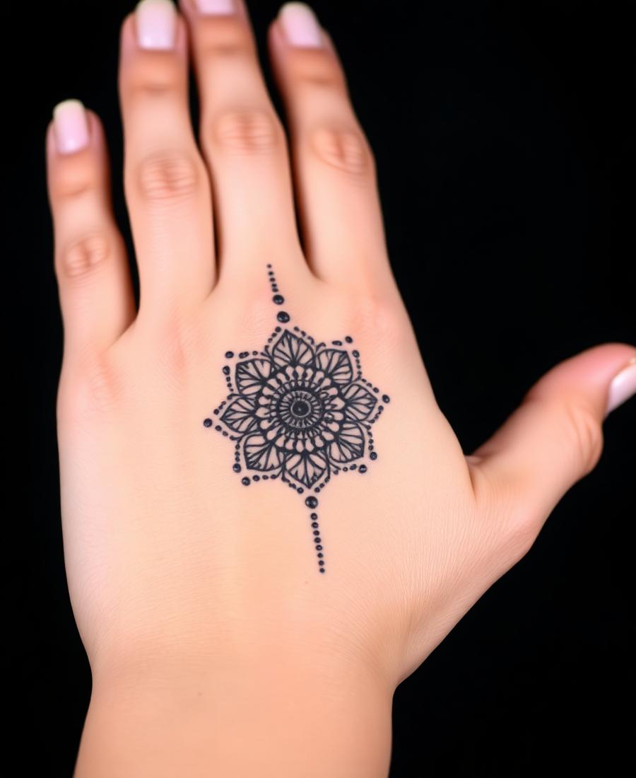 Mandala tattoo by Bianca — Dotwork · hand